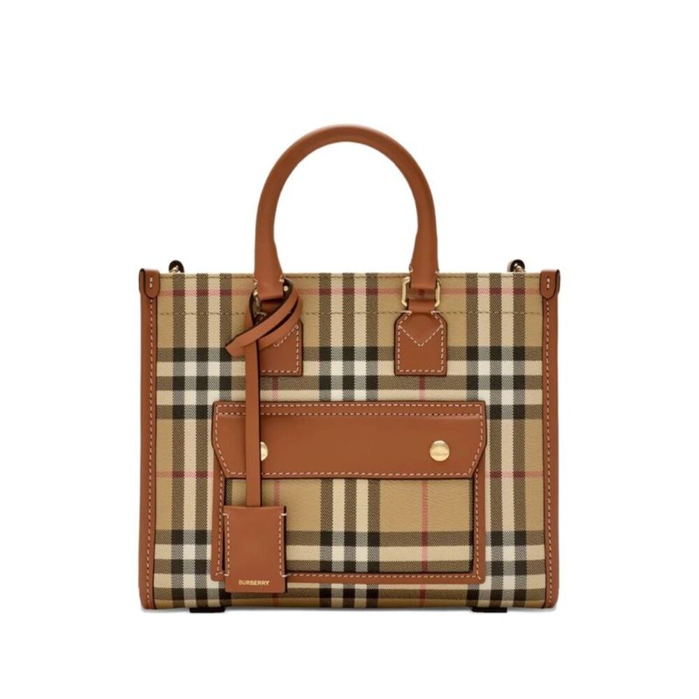 Mini Freya Tote Bag In Burberry Check Coated Cotton Blend Women